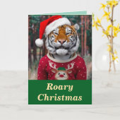 Carte Noël Tigre Drôle (Fleur jaune)