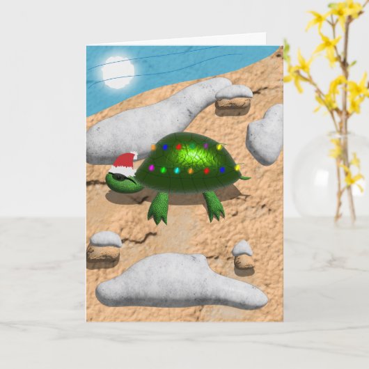 Carte Noël Tortue-ment Incroyable (Fleur jaune)