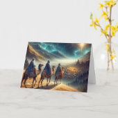 Carte Noël Trois Sages après une étoile (Fleur jaune)