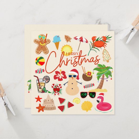 Carte Noël tropical (Devant/Arrière en situation)