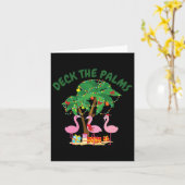 Carte Noël tropical Floride Flamant rose Deck Les Palmes (Fleur jaune)