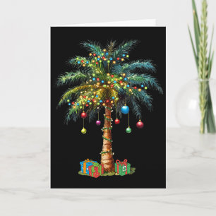 Carte Noël Tropical Hawaïen Père Noël Lumières de Noël P