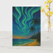 Carte Noël Tropical Lumières du Nord (Fleur jaune)