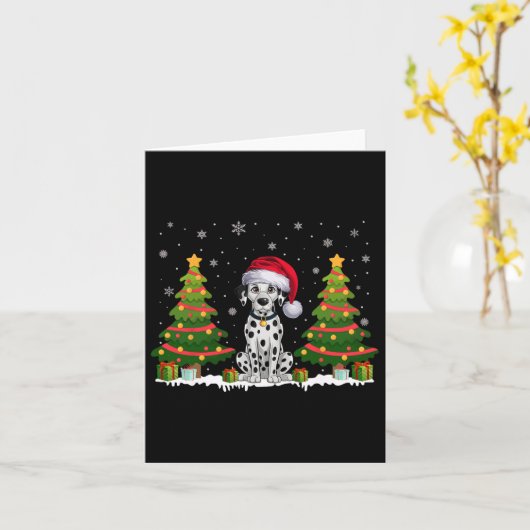 Carte Noël Un arbre éclaire le Chien Dalmatien Noël (Fleur jaune)