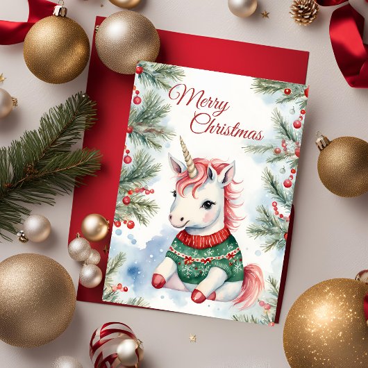 Carte Noël Unicorn voeux de Noël