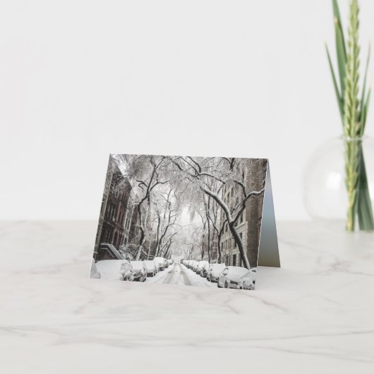 Carte Noël urbain sous la neige à Brooklyn NY (Devant)