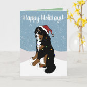 Carte Noël Vacances Bernese Mountain Dog (Fleur jaune)
