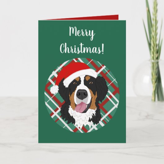 Carte Noël Vacances Bernese Mountain Dog (Devant)