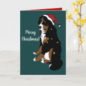 Carte Noël Vacances Bernese Mountain Dog (Fleur jaune)