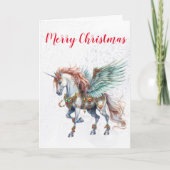 Carte Noël Vacances hiver Unicorne (Devant)