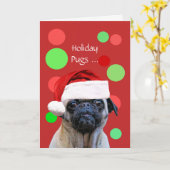 Carte Noël Vacances Mignonne Carlin Chien Santa Hat (Fleur jaune)