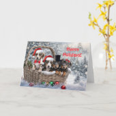 Carte Noël Vacances Salutations Cute Dachshund Chiots (Fleur jaune)