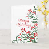 Carte Noël Vacances Simple Rouge Vert Floral Ladybug (Fleur jaune)