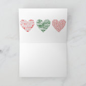 Carte Noël Vacances Trois Coeurs Rouge Vert (Intérieur)