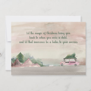 Carte Noël vert et prunes ramènent l'arbre