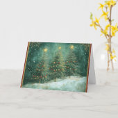 Carte Noël vert turquoise avec accents or (Fleur jaune)