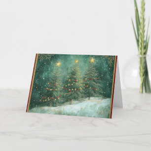 Carte Noël vert turquoise avec accents or