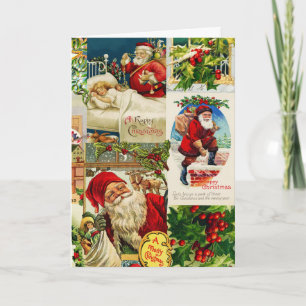 Carte Noël victorien Vintage Père Noël Toys