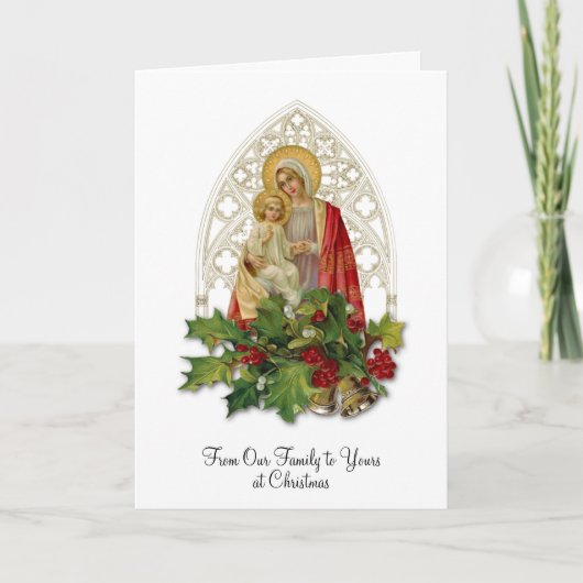 Carte Noël Vierge Marie Bébé Jésus Floral Religieux (Devant)