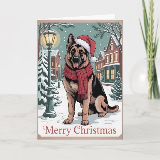 Carte Noël vintage Berger Allemand (Devant)