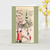 Carte Noël Vintage - Douce Nuit, (Fleur jaune)