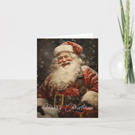 Carte Noël vintage Jolly Santa Claus (Devant)