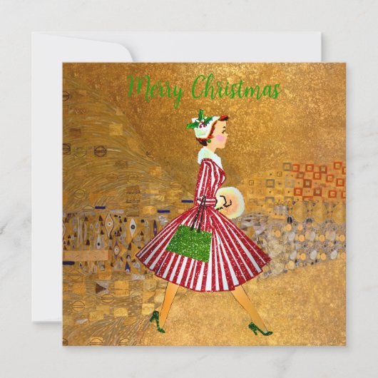 Carte Noël Vintage Lady Gold (Devant)