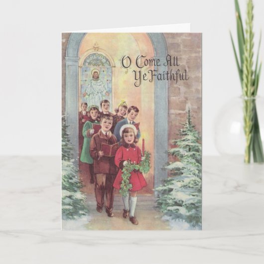 Carte Noël Vintage - O Venez Tous Vos Fidèles, (Devant)