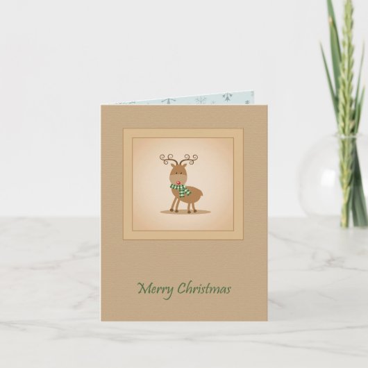 Carte Noël vintage Reindeer (Devant)