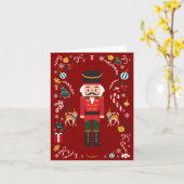 Carte Noël Vintage rouge (Fleur jaune)