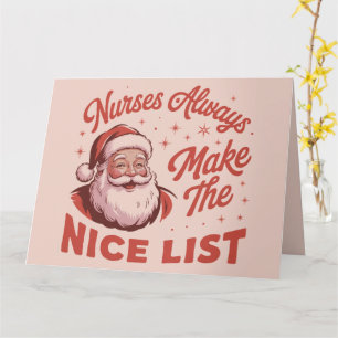Carte Noël Vintage Santa Infirmières Font la Bonne Liste