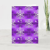 Carte Noël violet et flocons d'argent (Devant)