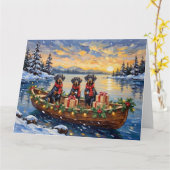 Carte Noël Weimaraner Bateau Férié (Fleur jaune)
