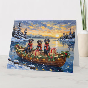 Carte Noël Weimaraner Bateau Férié