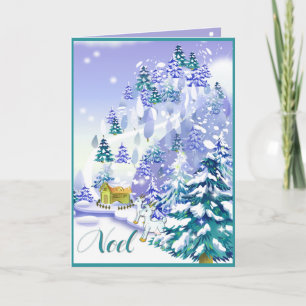 Carte Noel Winter Chèvre Christmas