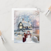 Carte Noël Winter Wonderland Snowman (Devant/Arrière en situation)