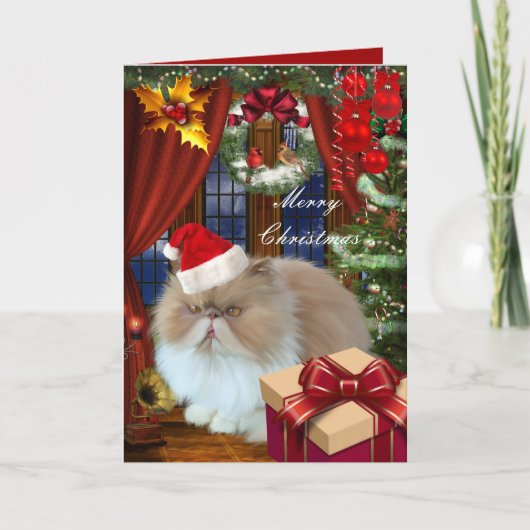 Carte Noël Xmas Chapeau Chat (Devant)