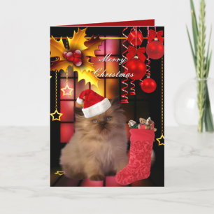 Carte Noël Xmas Chapeau Chat