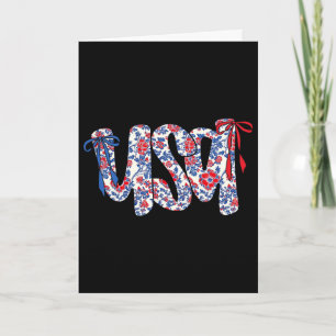 Carte Nœud Coquette 4 Juillet Usa Floral Usa Pour Femmes