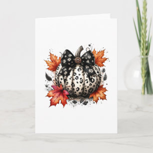 Carte Nœud Coquette Citrouille Saison Automne Feuilles M
