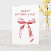 Carte Nœud Coquette Rose Joyeuse Fête des Mères (Fleur jaune)