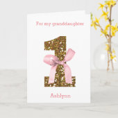 Carte Nœud Coquette Rose Paillettes Dorées Un Anniversai (Fleur jaune)