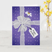 Carte Nœud d'anniversaire avec marguerite sur pois (Fleur jaune)