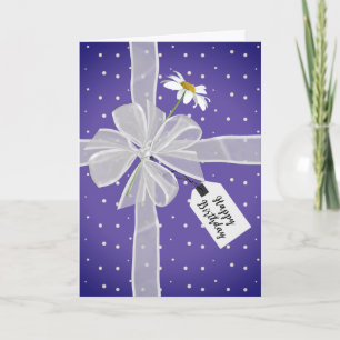 Carte Nœud d'anniversaire avec marguerite sur pois