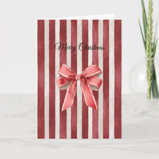 Carte Noeud de Noël à rayures rouges (Devant)