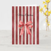 Carte Noeud de Noël à rayures rouges (Fleur jaune)