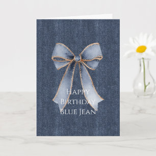 Carte Nœud en faux denim bleu