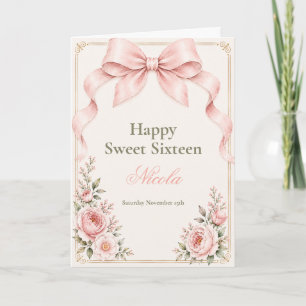 Carte Noeud Papillon Floral Coquette Sweet Sixteen