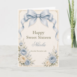 Carte Noeud Papillon Floral Coquette Sweet Sixteen