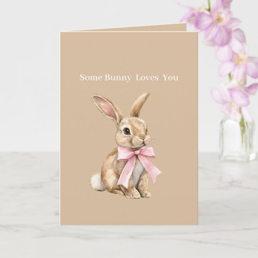 Carte Nœud Rose Crème Some Bunny Vous Aime (Orchidée)